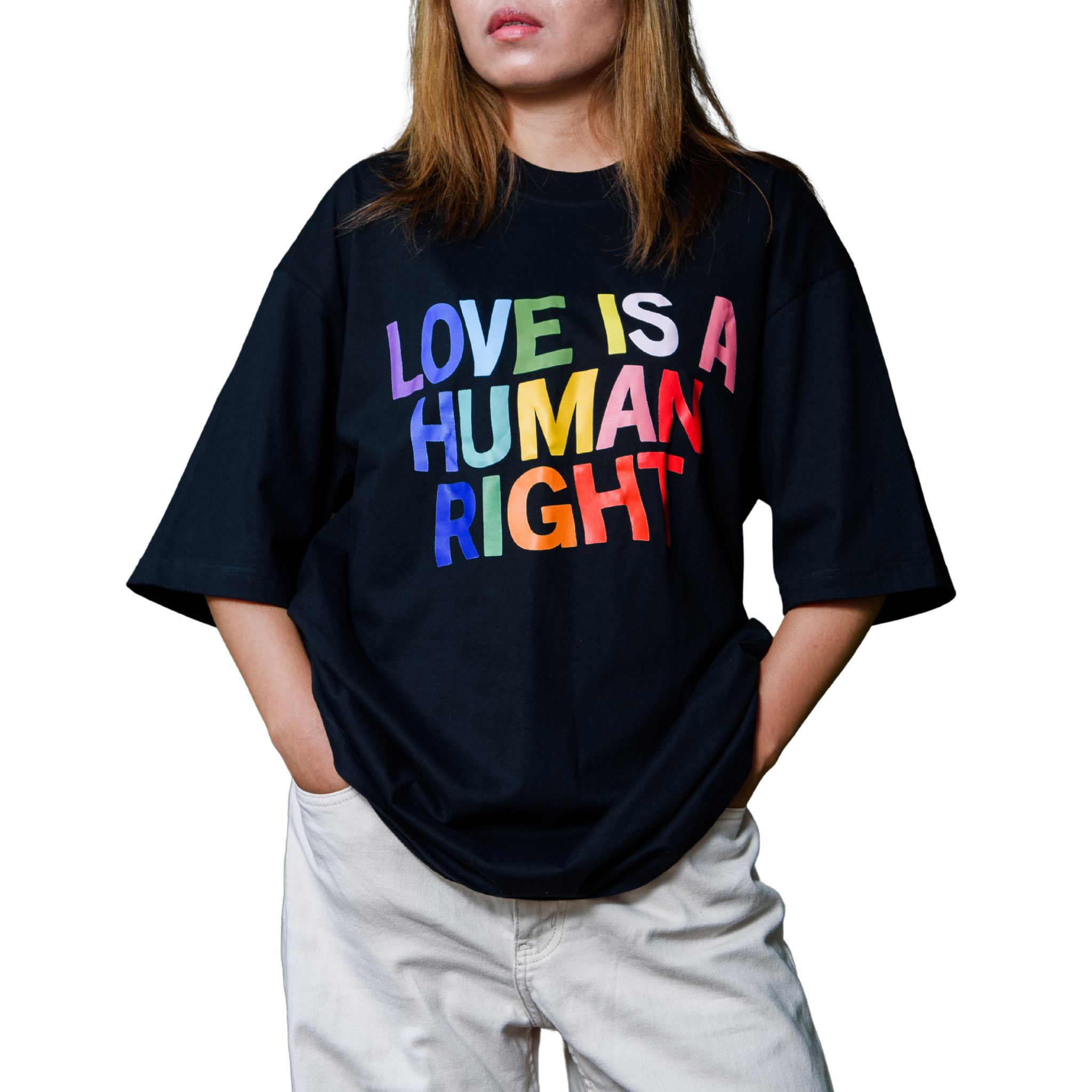 Love is A Human Right T-Shirt สีดำ (Oversize)